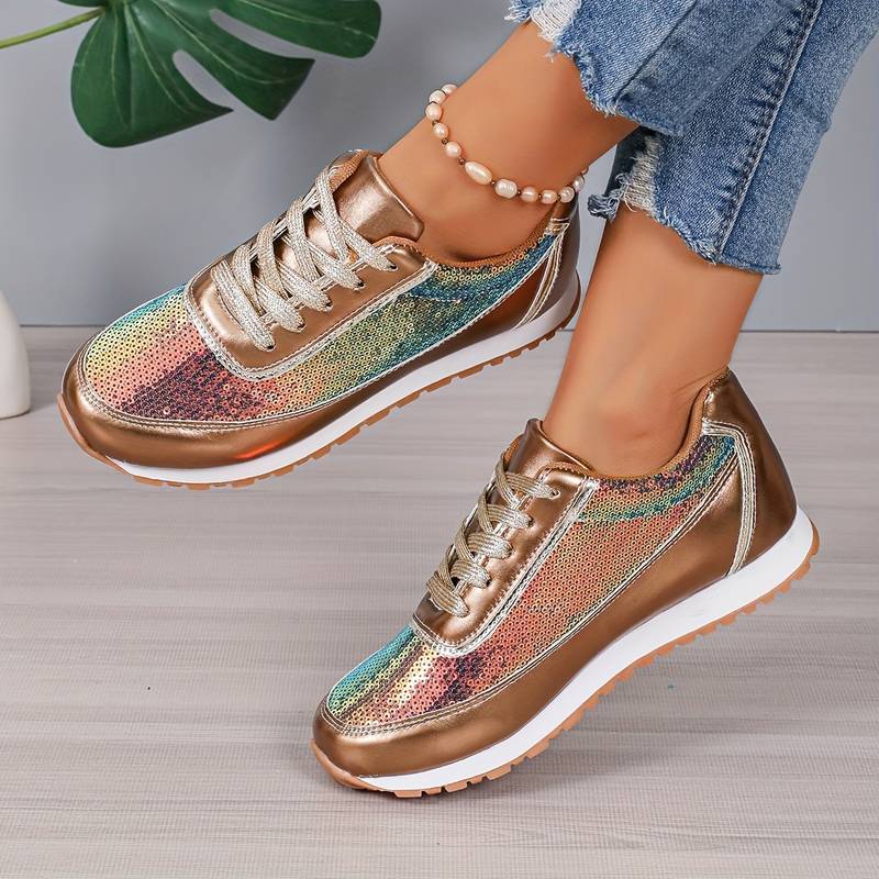  Women Metallic Platform Sneakers