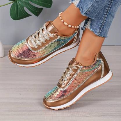  Women Metallic Platform Sneakers