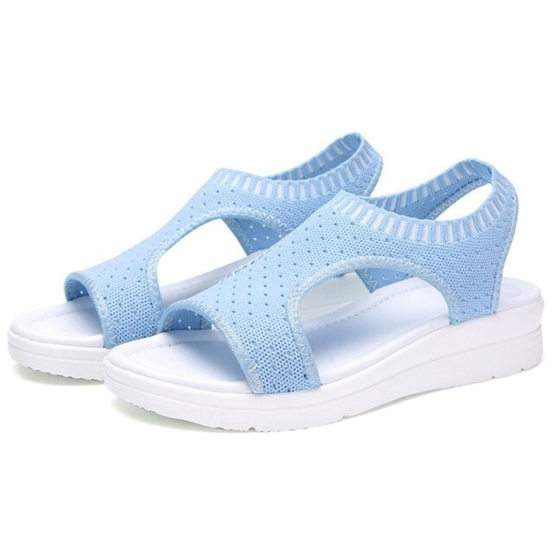 Breathable Peep Toe Light Mesh Flat Tennis Sandals For Women