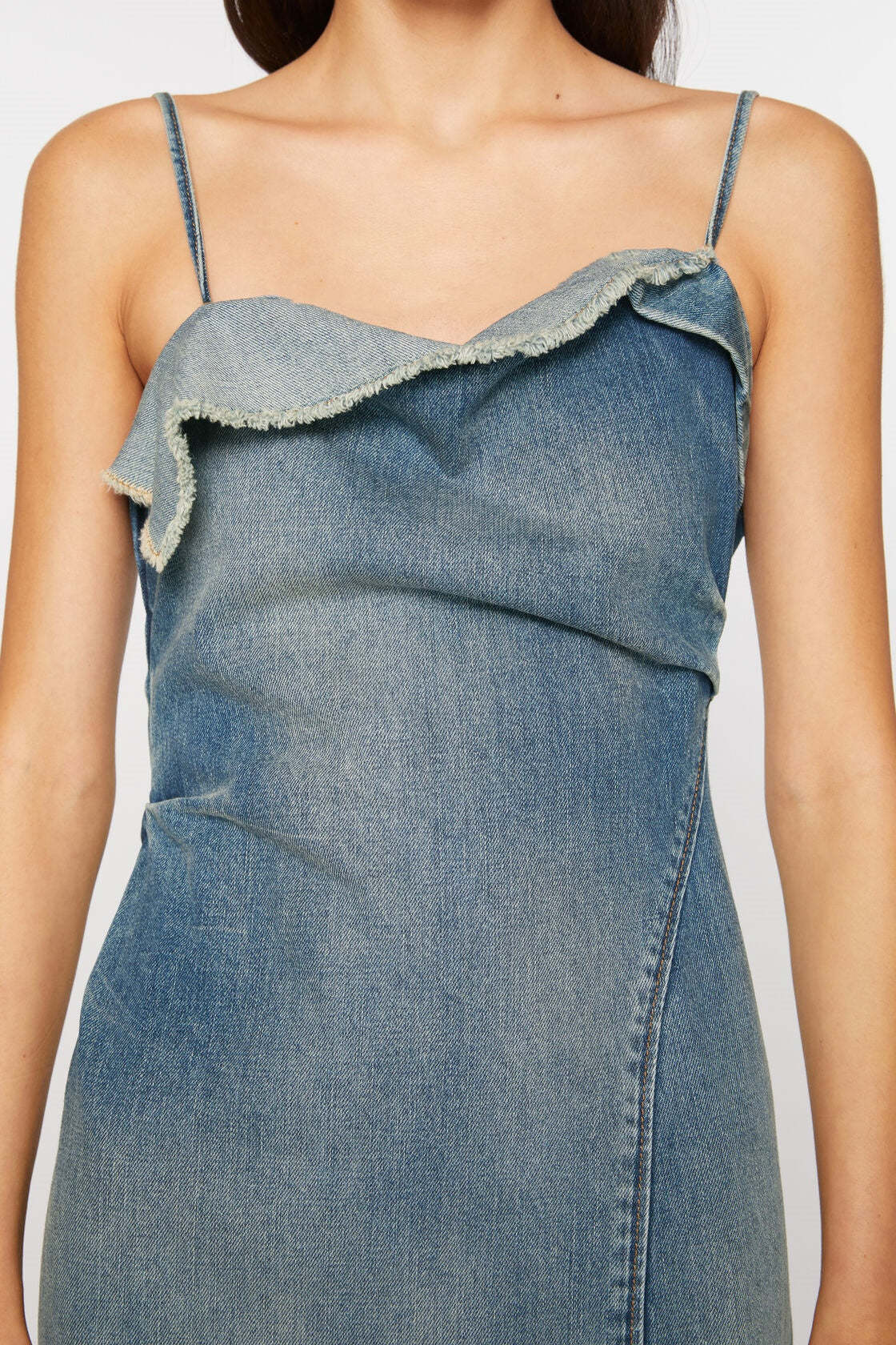 Denim Ruffle Midi Dress