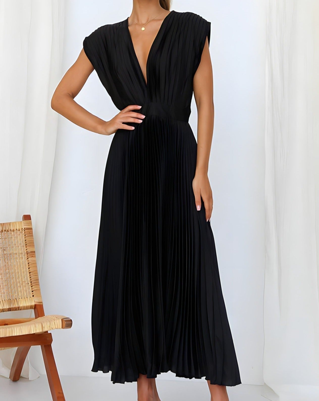 Flowy V-Neck Midi Dress