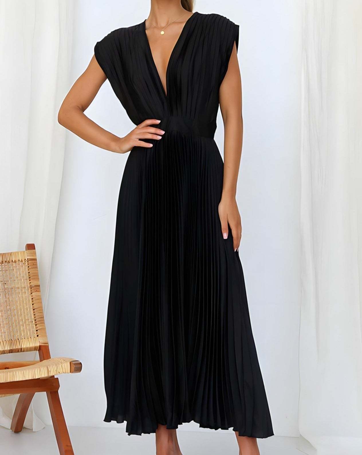 Flowy V-Neck Midi Dress