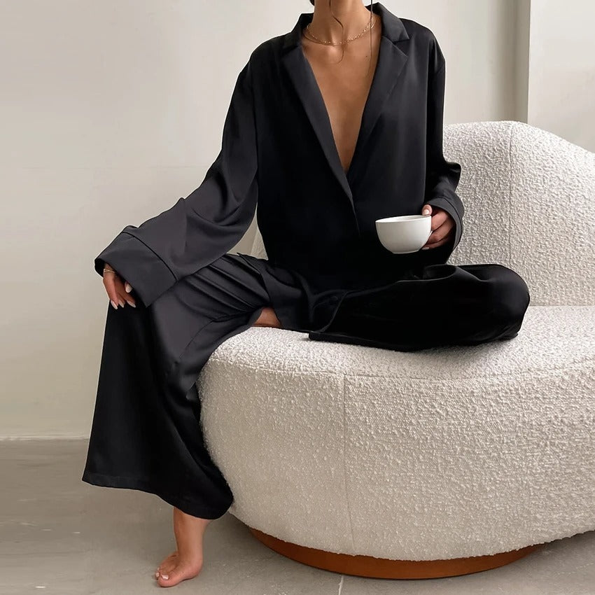 Silky Elegance OverSized Pajama Set