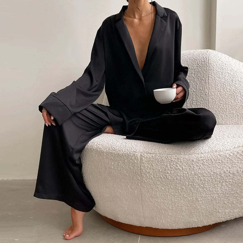 Silky Elegance OverSized Pajama Set