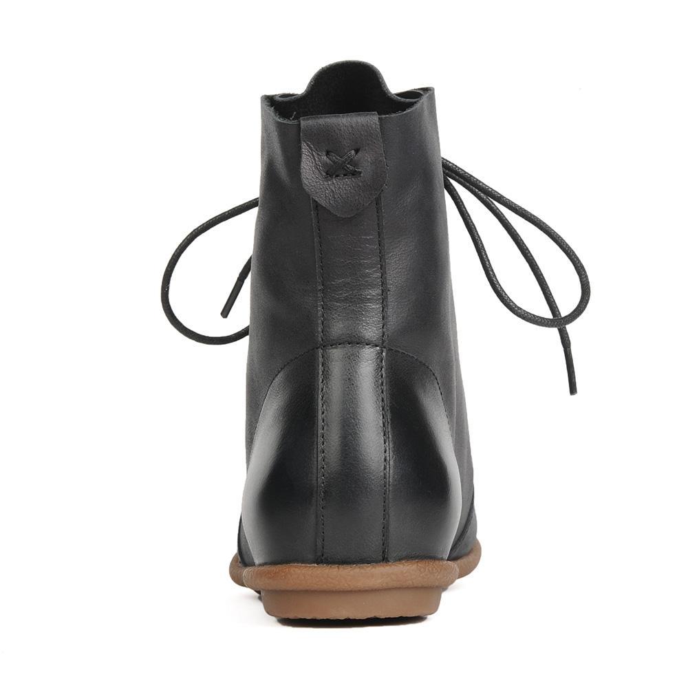 Oxfords For Women Lace Up Flat Sole Ankle Boots Handmade Waxing Leather Martin Boots Black/Brown