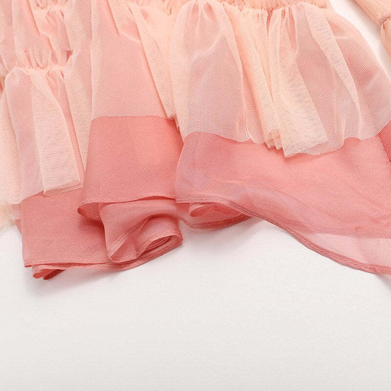 hemian Pink Mesh Maxi Dress