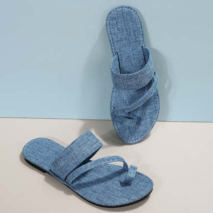 Denim Slide Sandals for Wide Feet