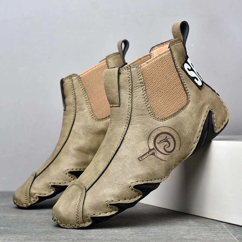 Men's Leather Breathable Hand Seams Soft Octopussy Sole Slip On Trendy casual shoes