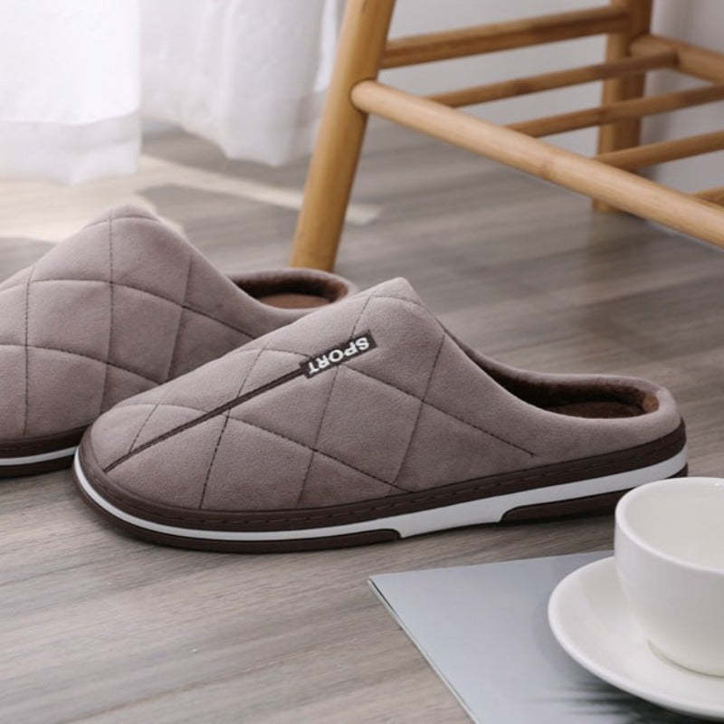 Short Plush Men Winter Slippers Big Size Family Shoes