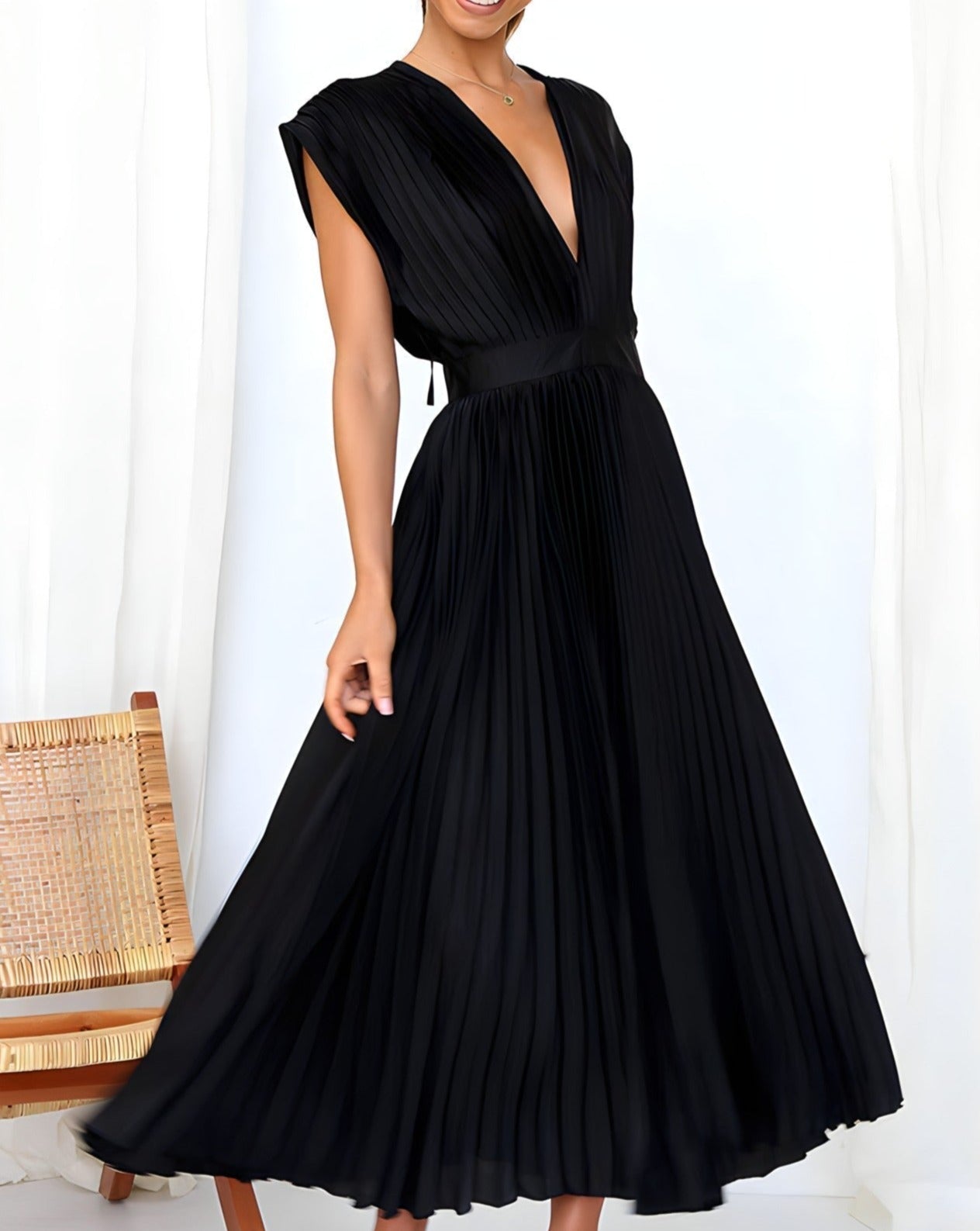Flowy V-Neck Midi Dress