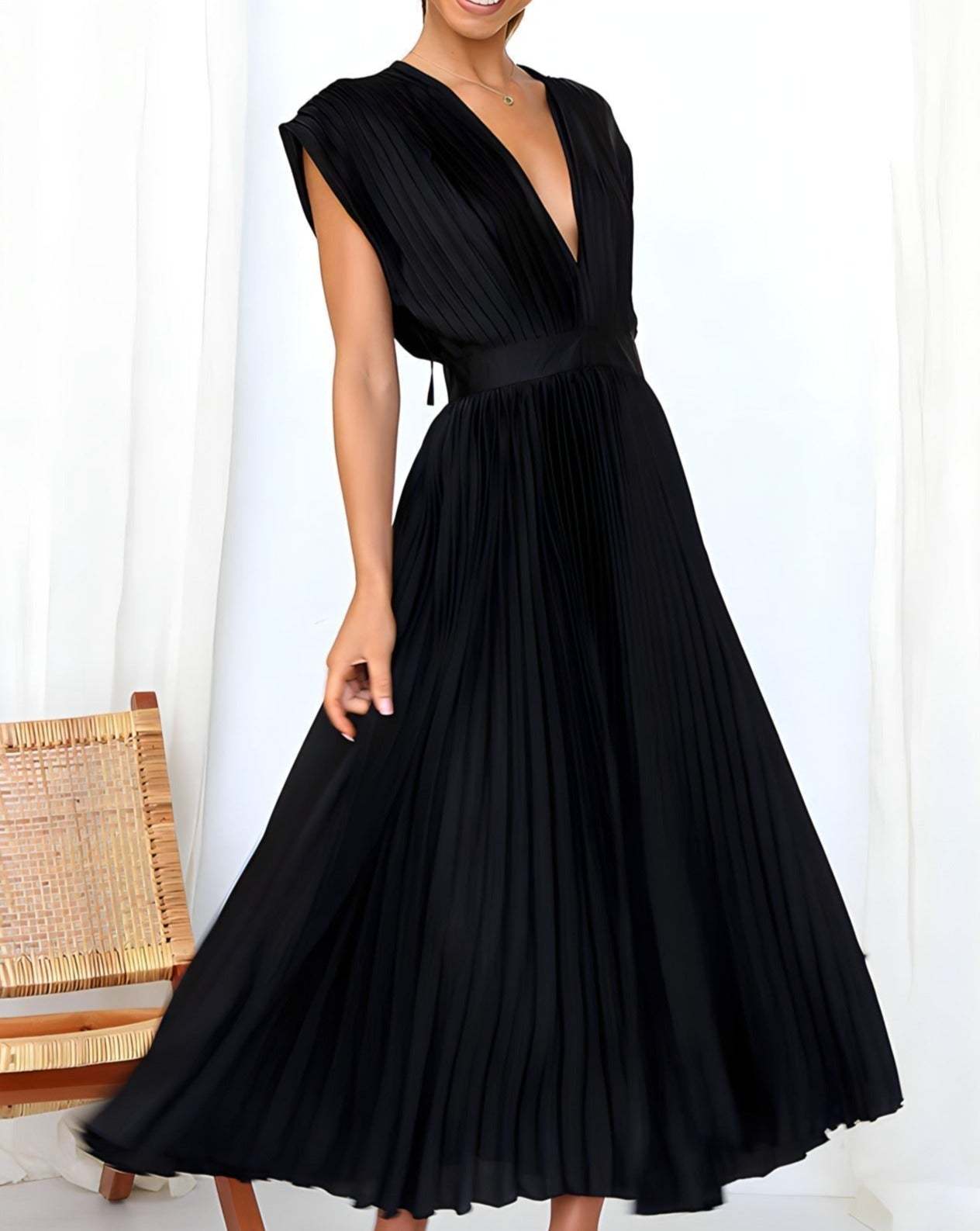 Flowy V-Neck Midi Dress