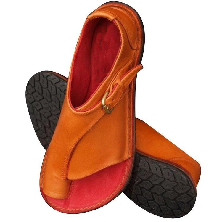 Women's Orthopedic Open Toe Leather Flat Bunion Sandals