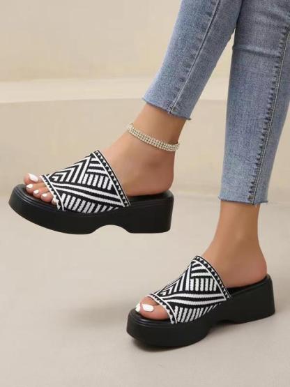 Women Slip on Platform Wedge Slippers Open Toe Slide Sandals