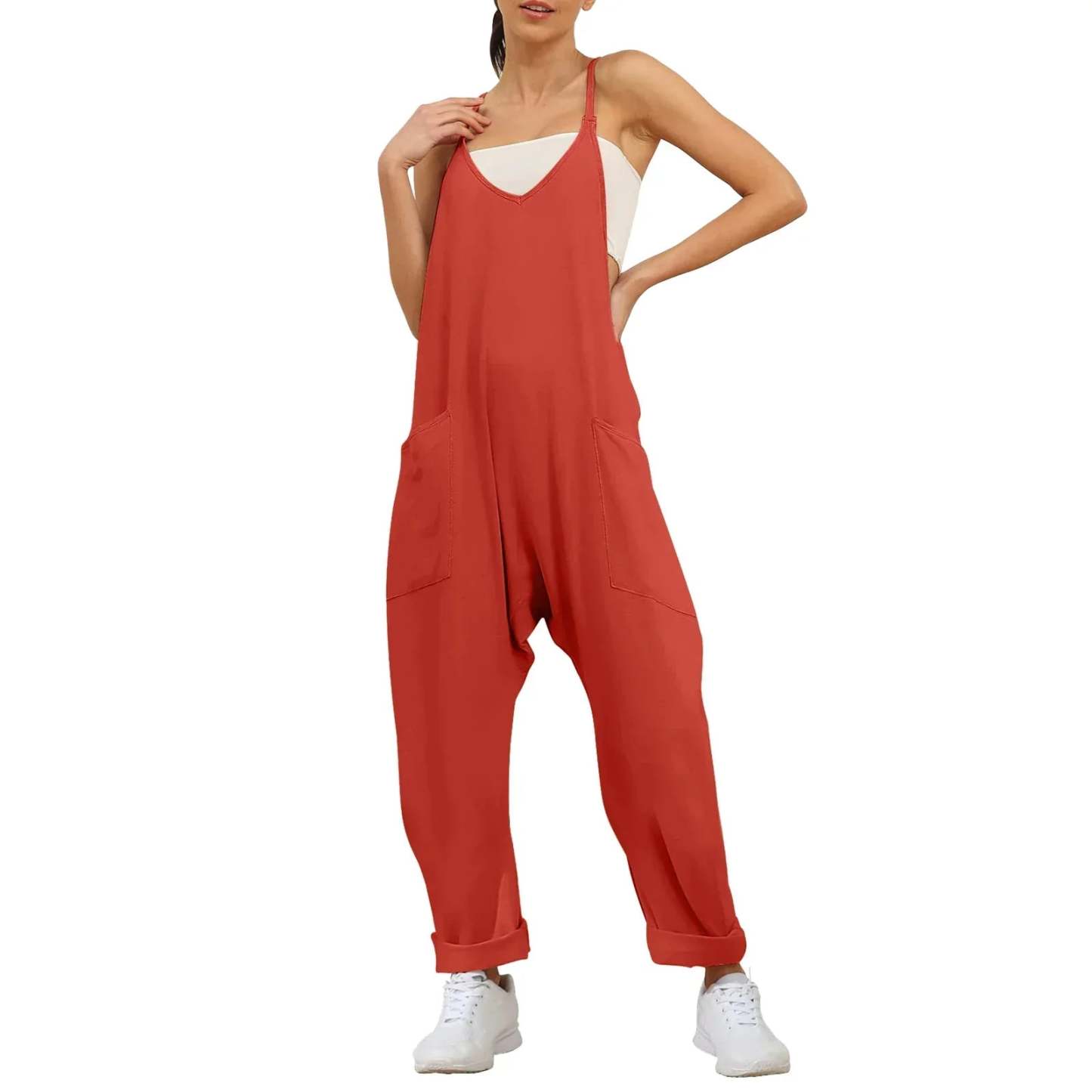 Jumpsuit with wide legs and pockets