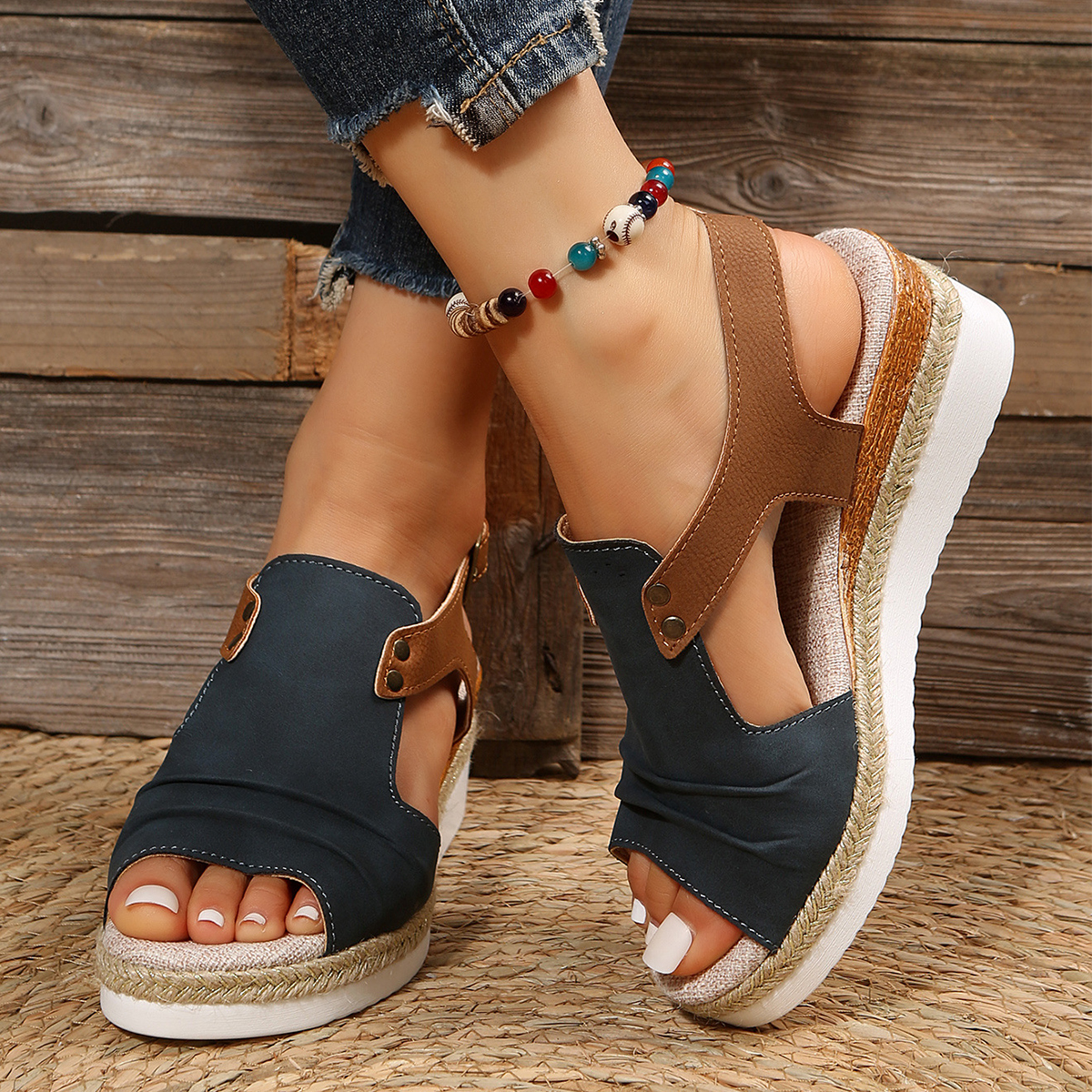 Flat Wedge Fish Mouth Leisure Sandals for Women