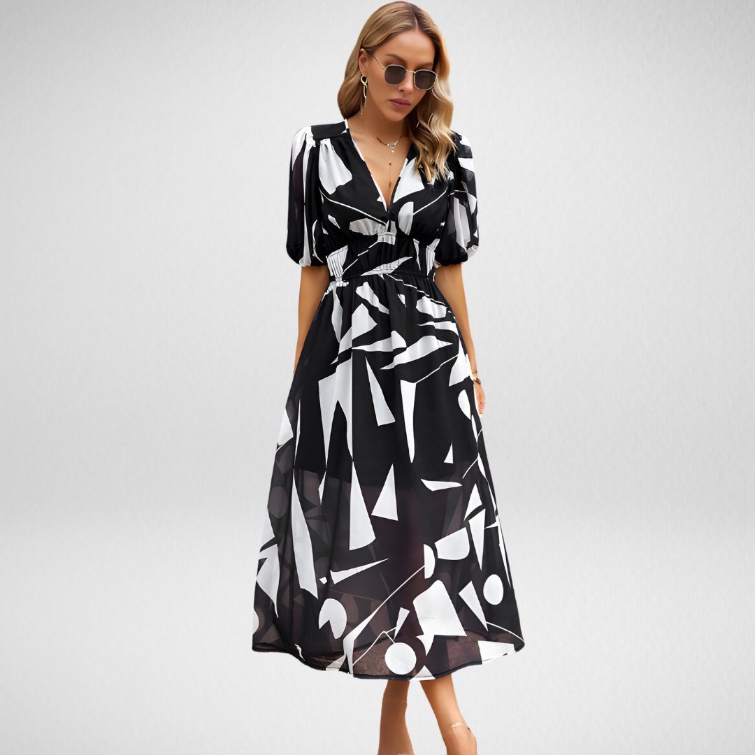 Charming Geometric Midi Dress