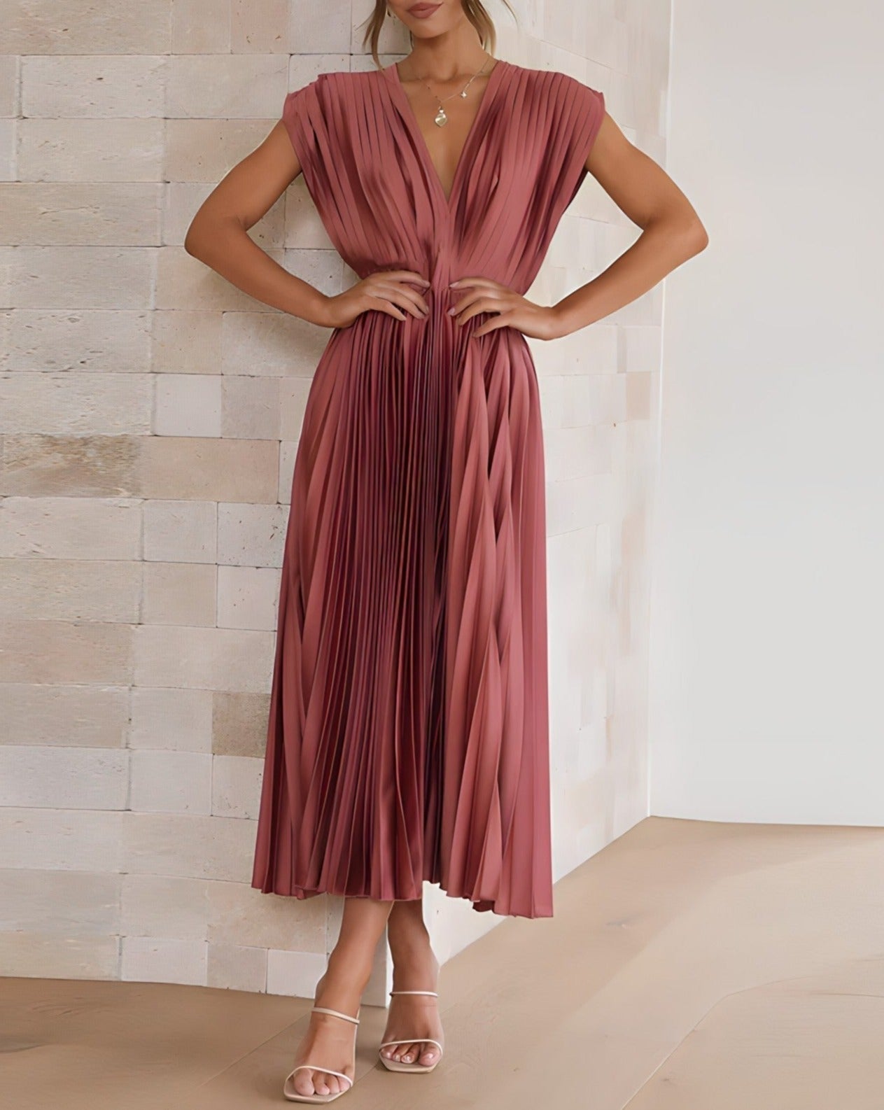 Flowy V-Neck Midi Dress