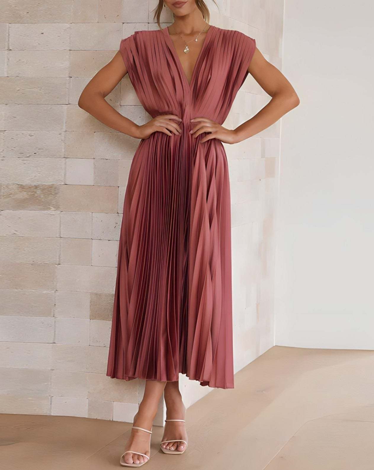 Flowy V-Neck Midi Dress
