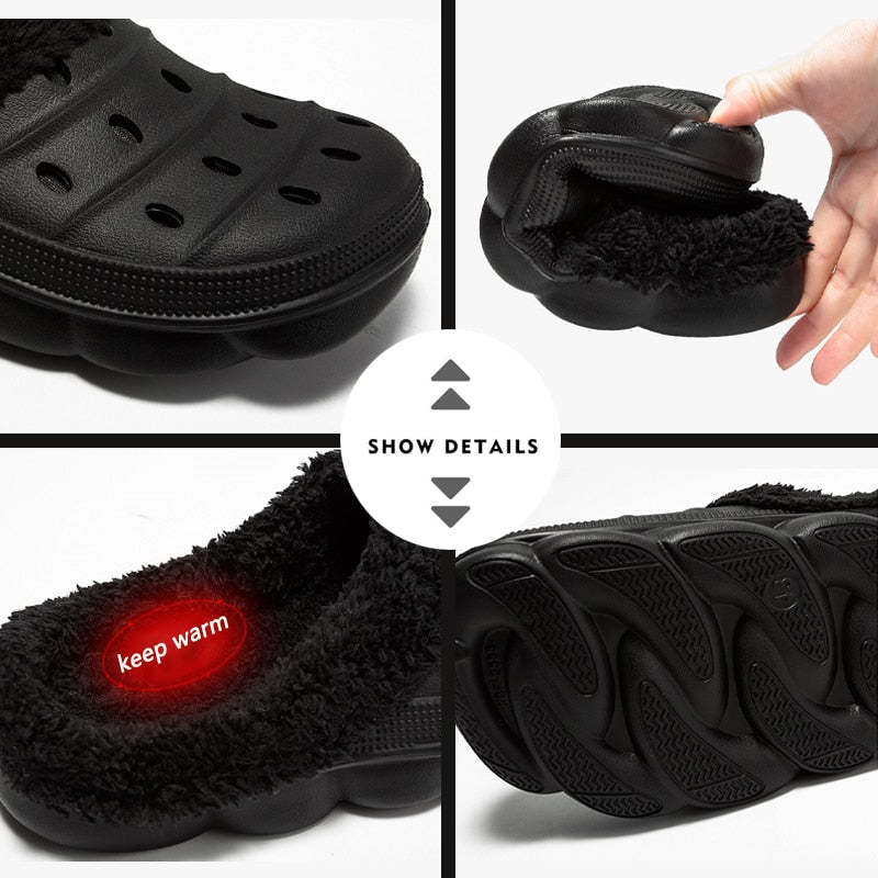 Fluffy Plush Slippers Plus Size EVA Men Clogs