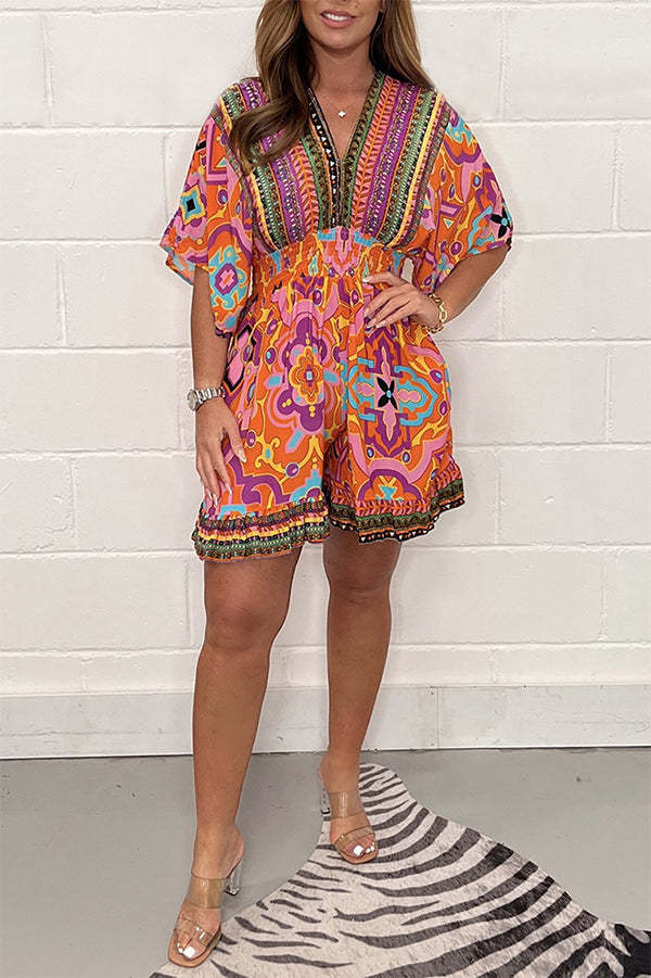 Vintage Print Summer Jumpsuit