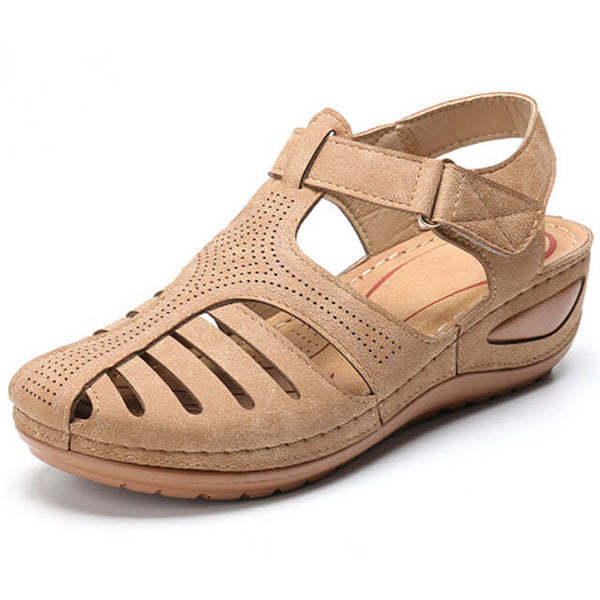 Womens Summer Hollow Closed Toe Wedge Casual Sandals