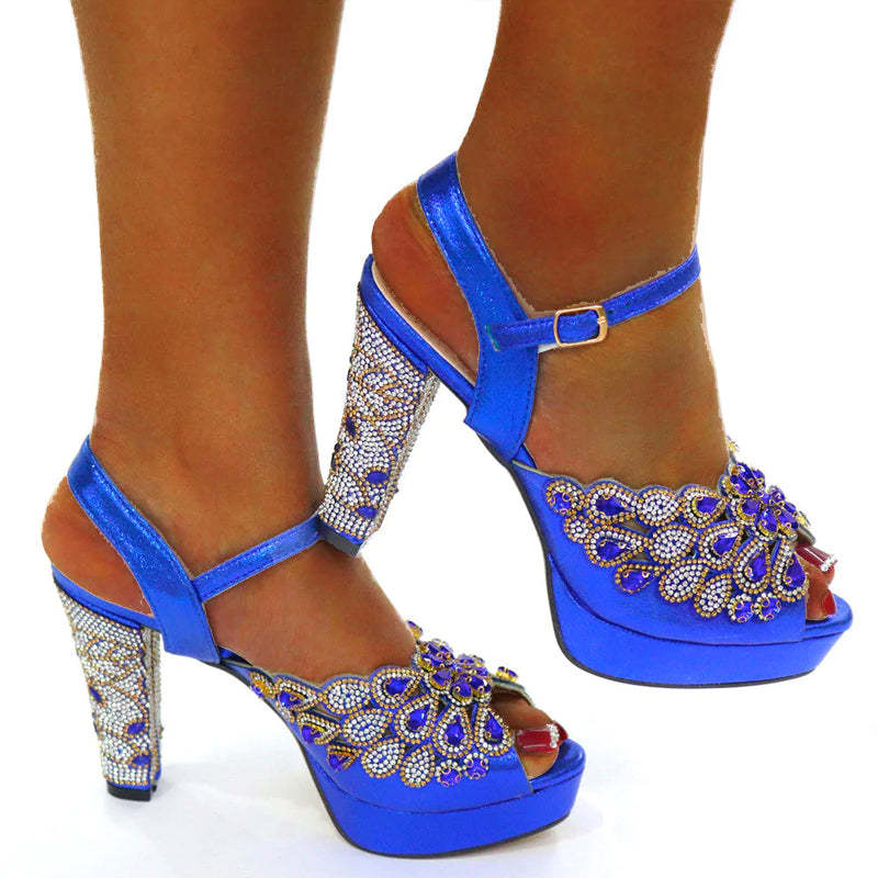 Fish Mouth High Heels Shiny Rhinestone Fashion Sandals