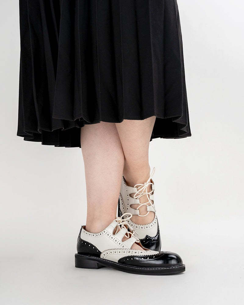Women's Lace-Up Wingtip Perforated Leather Oxfords