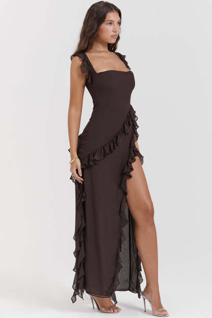 Ruffle Side Slit Party Dress