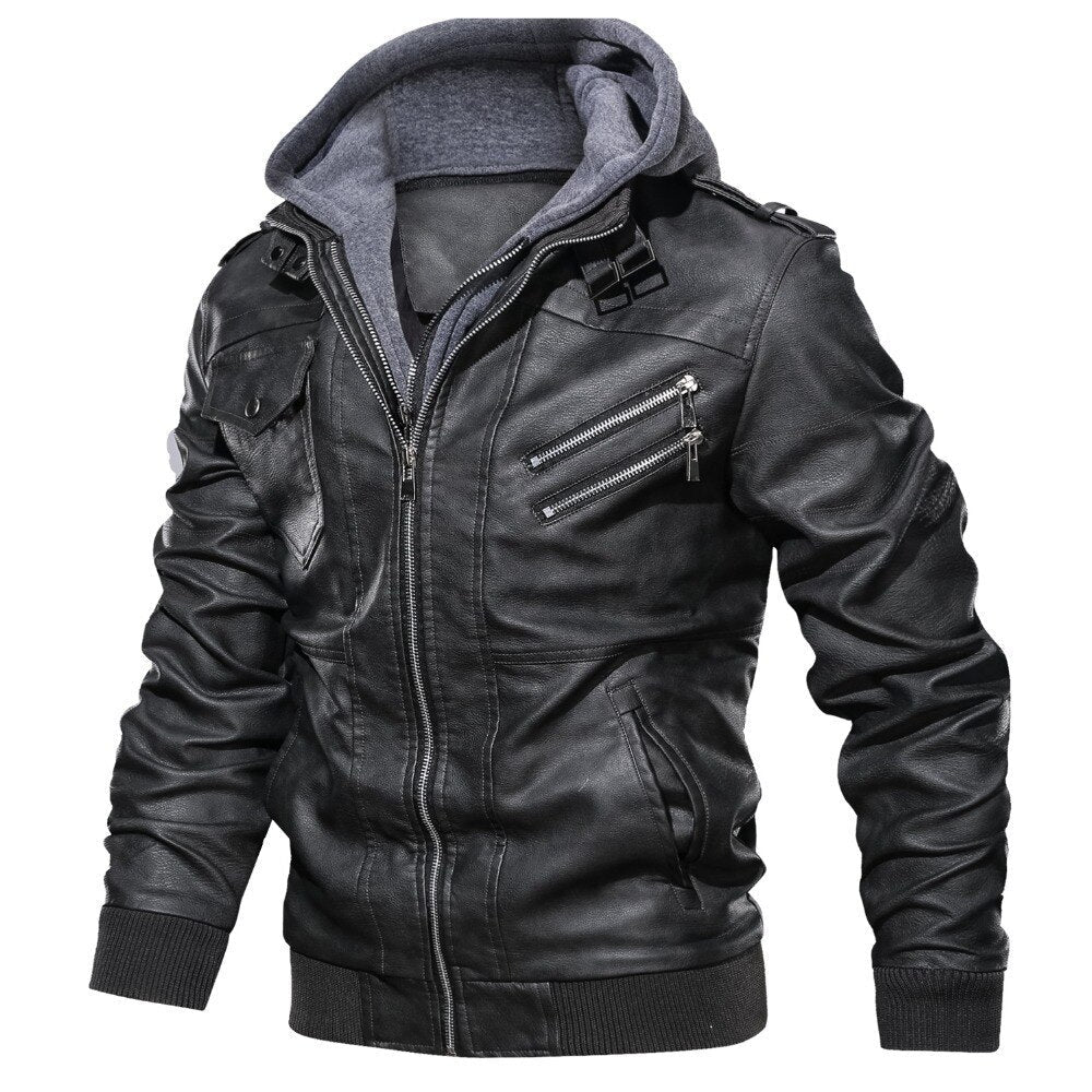 Leather Jacket With Hoodie