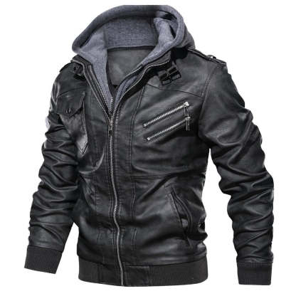 Leather Jacket With Hoodie