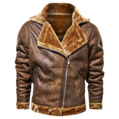 Leather Biker Jacket With Fleece Lining