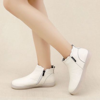 Orthopedic Boots For Women Leather Comfortable Ankle Fur Lined Warm Winter Shoes