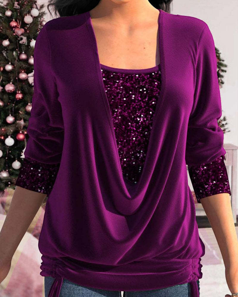 Long Sleeve Sequin Top