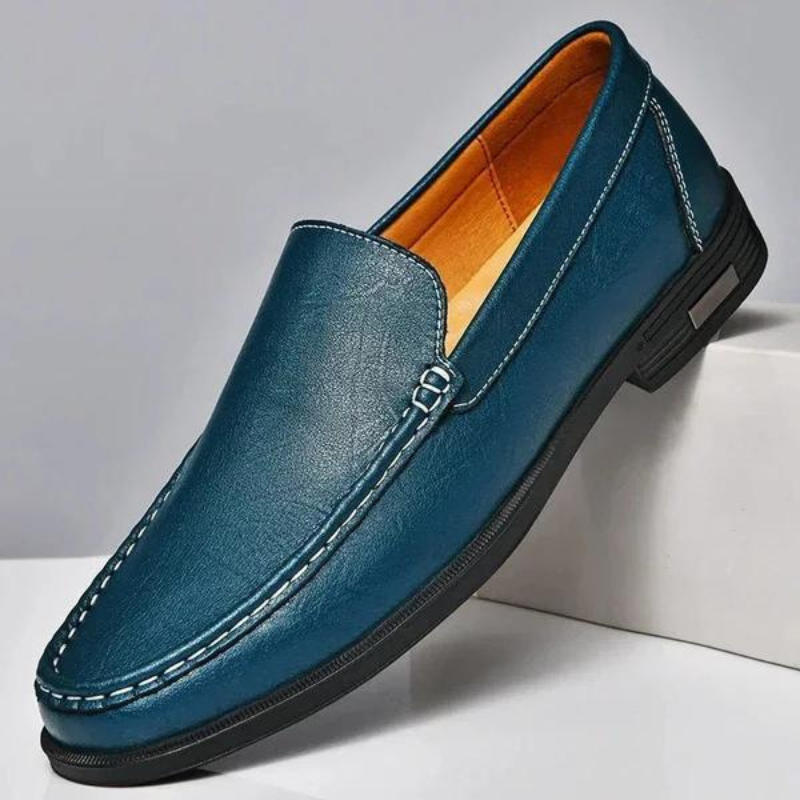Men’s Leather Loafers – Moc Toe – Slip-On – Rubber Sole – Smart Casual Footwear