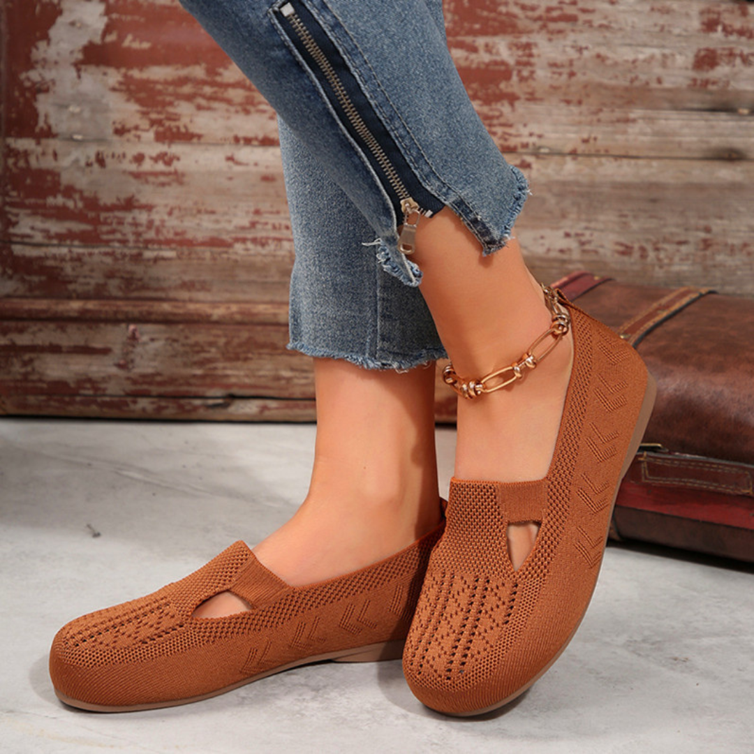 Orthopedic Women Walking Shoes Comfortable Breathable Knit Flats Round Toe Slip on Vintage
