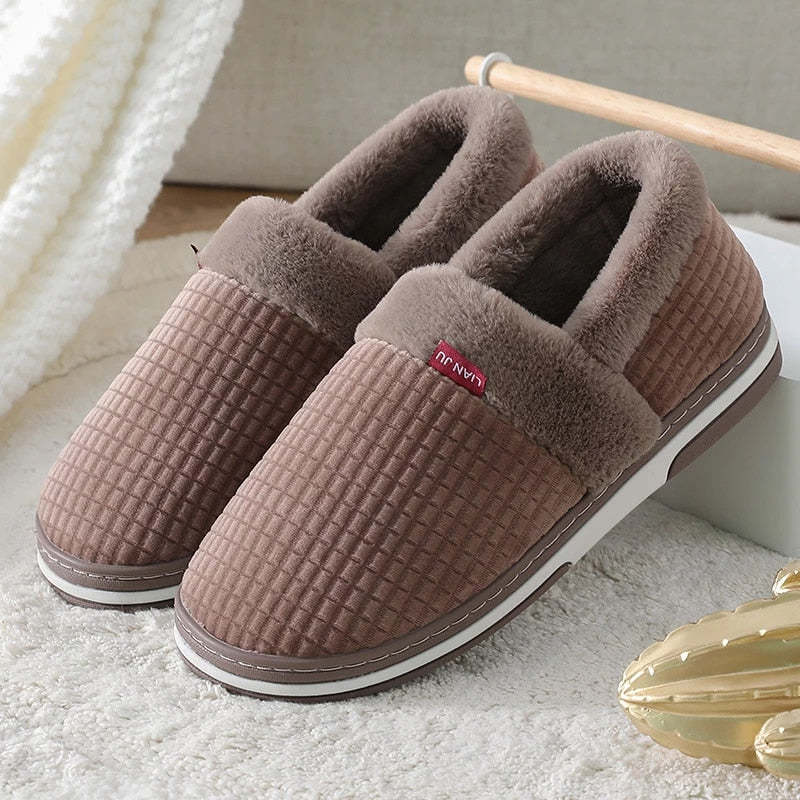 Men Colorful Home Fur Slippers Winter Shoes