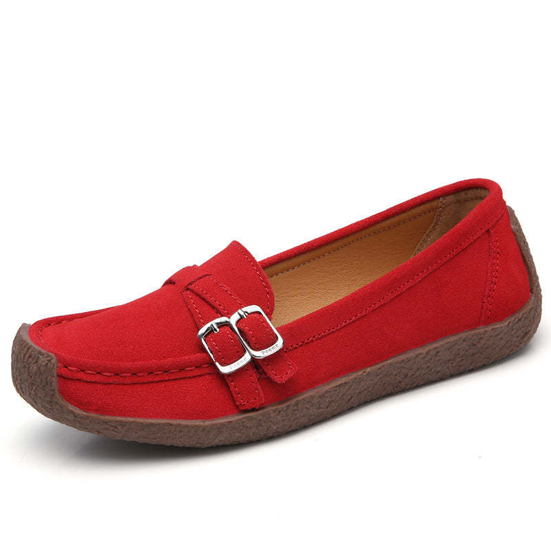 Unleash Your Style with Leather Flat-bottomed Casual Shoes