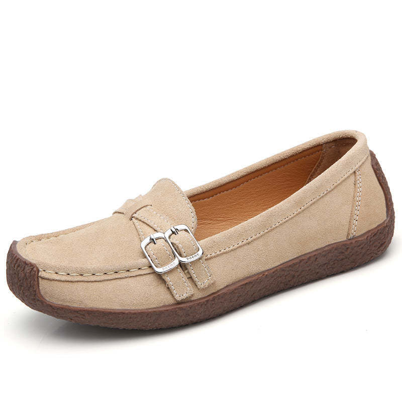Unleash Your Style with Leather Flat-bottomed Casual Shoes
