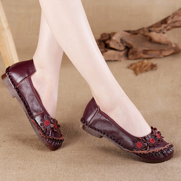Genuine Leather Plus-Size Women's Single Shoes