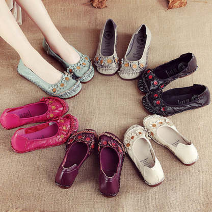 Genuine Leather Plus-Size Women's Single Shoes