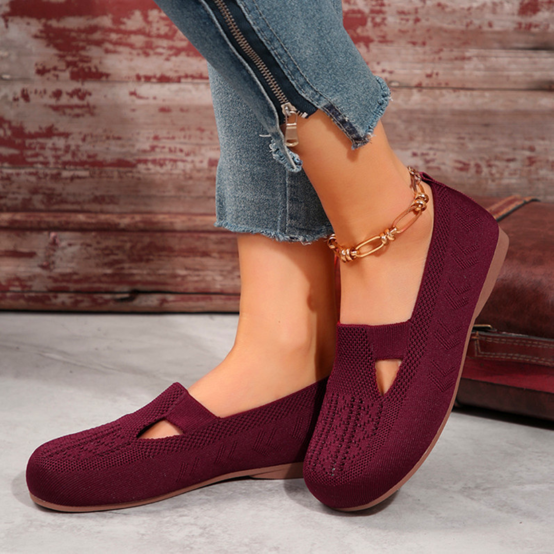 Orthopedic Women Walking Shoes Comfortable Breathable Knit Flats Round Toe Slip on Vintage