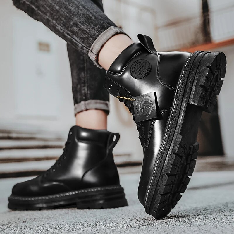 Orthopedic Shoes for Men Warm Leather Lace-Up High Top Boots