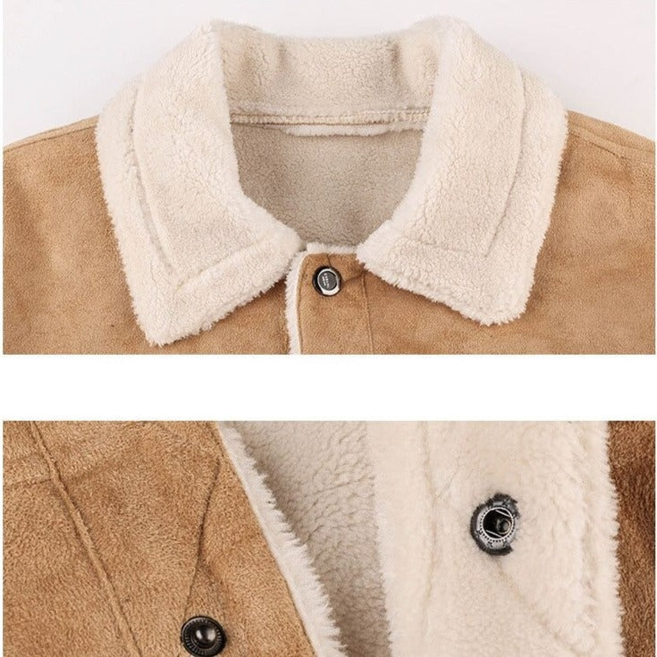 Suede Biker Jacket With Lambswool Lining