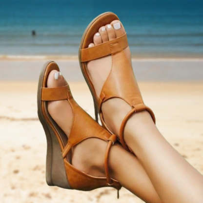 Orthopedic Leather Sandals with Heel