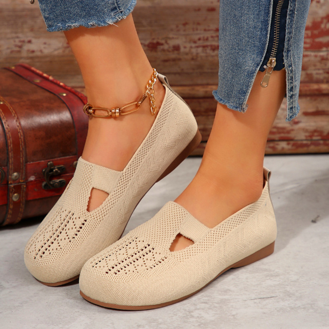 Orthopedic Women Walking Shoes Comfortable Breathable Knit Flats Round Toe Slip on Vintage