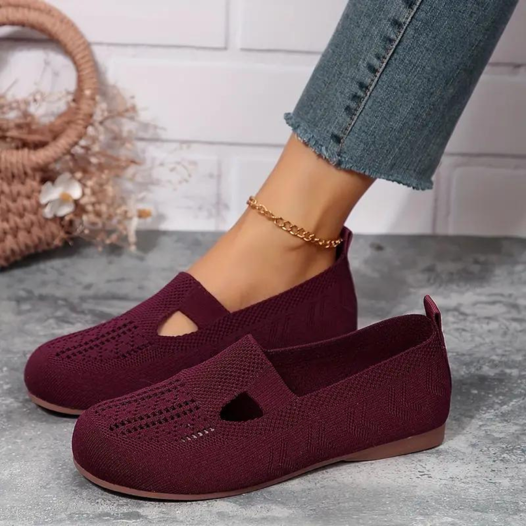 Orthopedic Women Walking Shoes Comfortable Breathable Knit Flats Round Toe Slip on Vintage