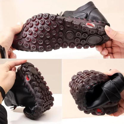 Orthopedic Shoes for Women Waterproof Velcro Plush Fleece Warm Leather Boots