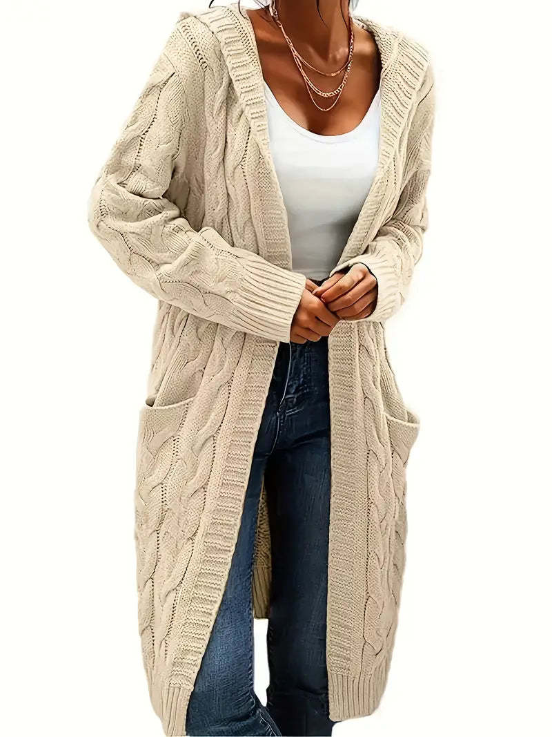 Cable Knit Hooded Cardigan