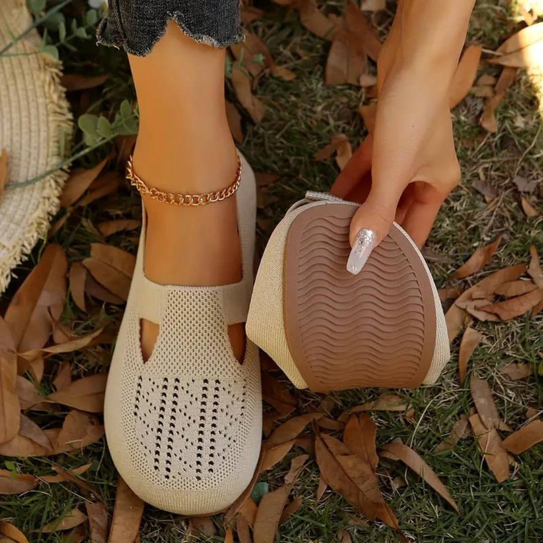 Orthopedic Women Walking Shoes Comfortable Breathable Knit Flats Round Toe Slip on Vintage