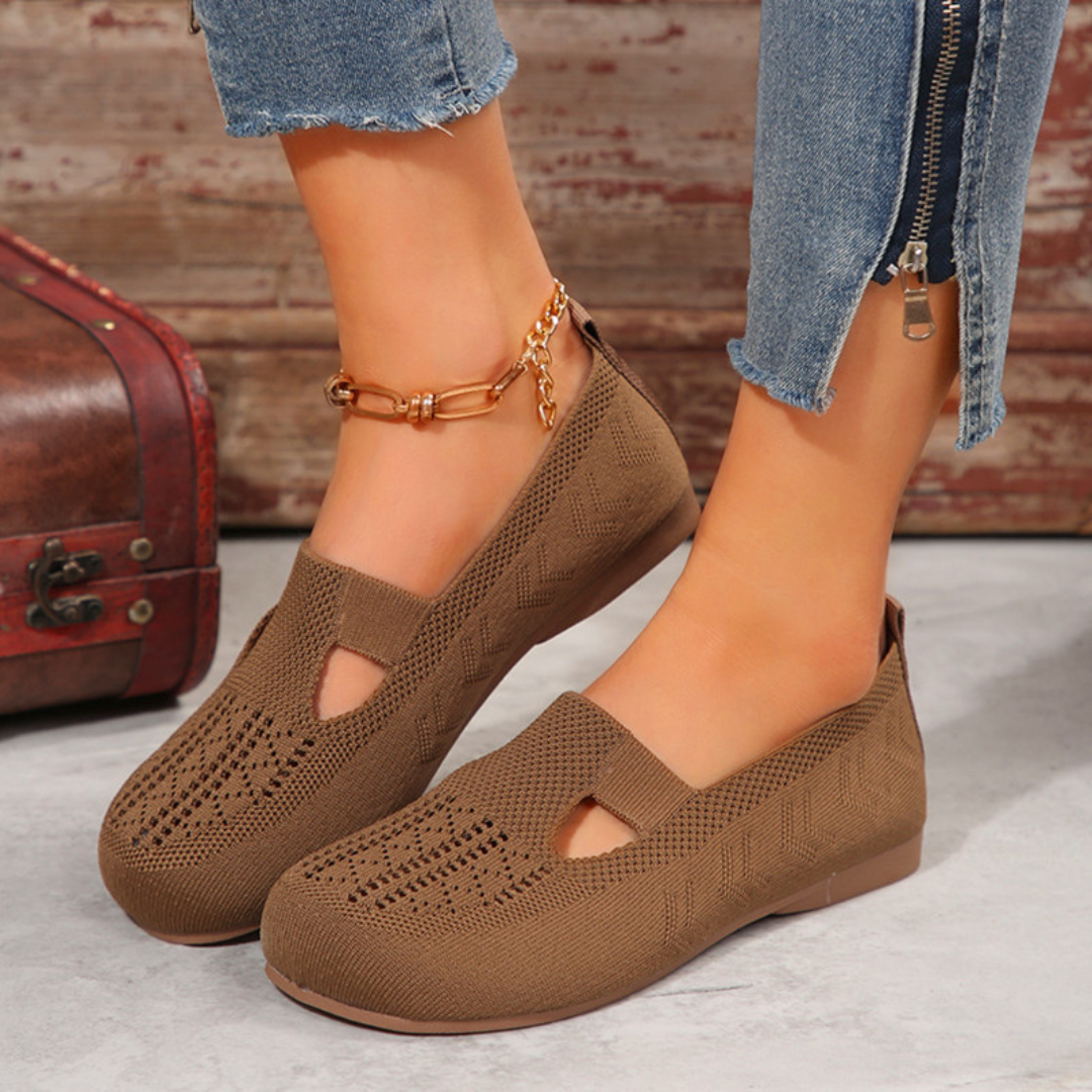 Orthopedic Women Walking Shoes Comfortable Breathable Knit Flats Round Toe Slip on Vintage